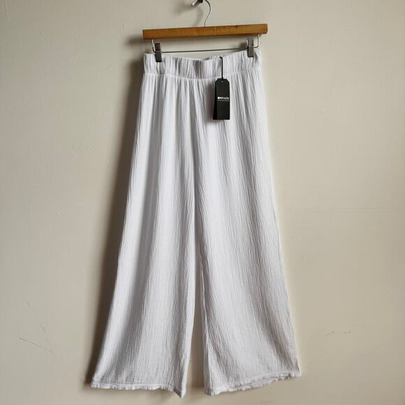 NWT LA MADE Cali Chill Gauze Wide Leg White Pants - Picture 2 of 7